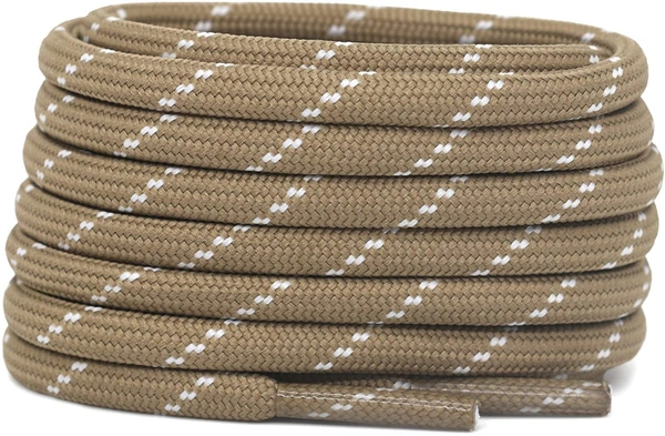 GRAH SANGRAH® (2 Pair) Shoelaces for Hiking Shoes, Outdoor Walking Sneakers, Outdoor Hiking, Climbing, Basketball, Work Boot, Running , Sport Shoes - 120 cm, Khaki White